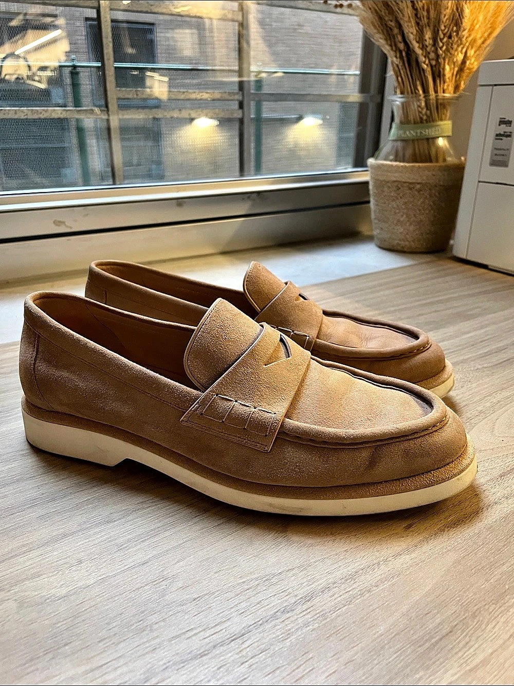 Santoni Brown Penny Loafers